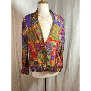 Lucia Blazer Size 10 VTG Abstract Colorful Romantic Aesthetic English Garden